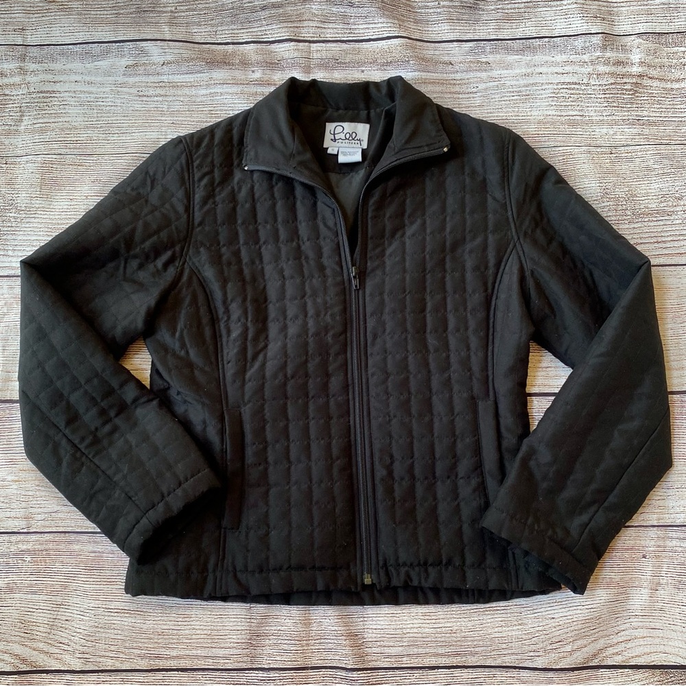 Lilly Pulitzer Black Quilted Lightweight Jacket Ladies Sz S